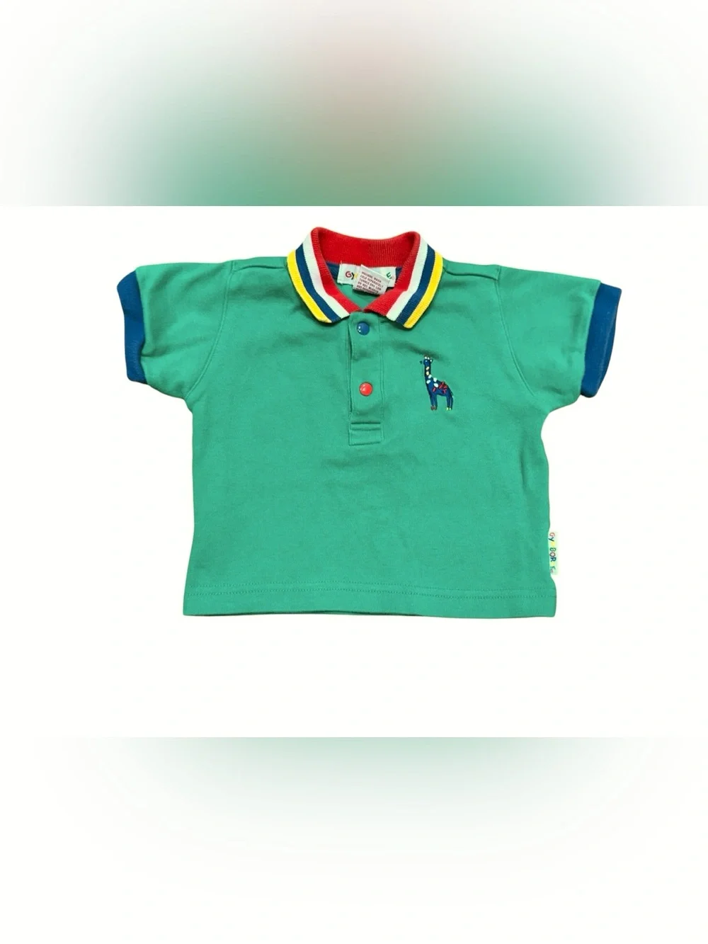 Vintage 90s Gymboree Colorblock Collared Shirt Baby Boy Embroidered Giraffe